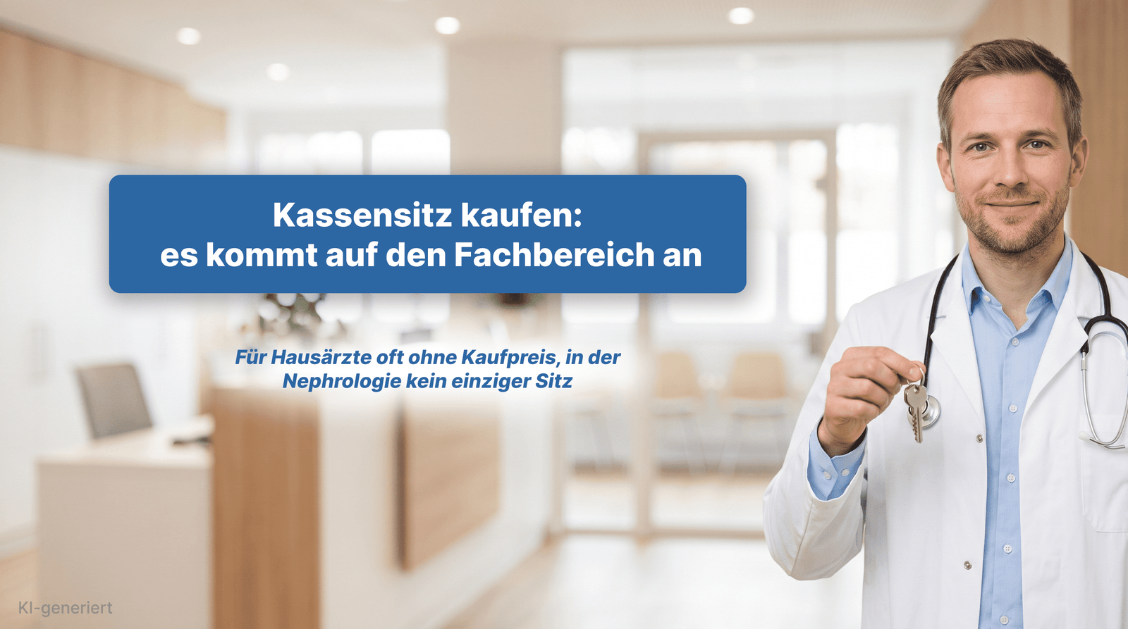 Arzt mit Praxisschlüssel: Kassensitz kaufen je nach Fachbereich, Hausarzt bis Nephrologie