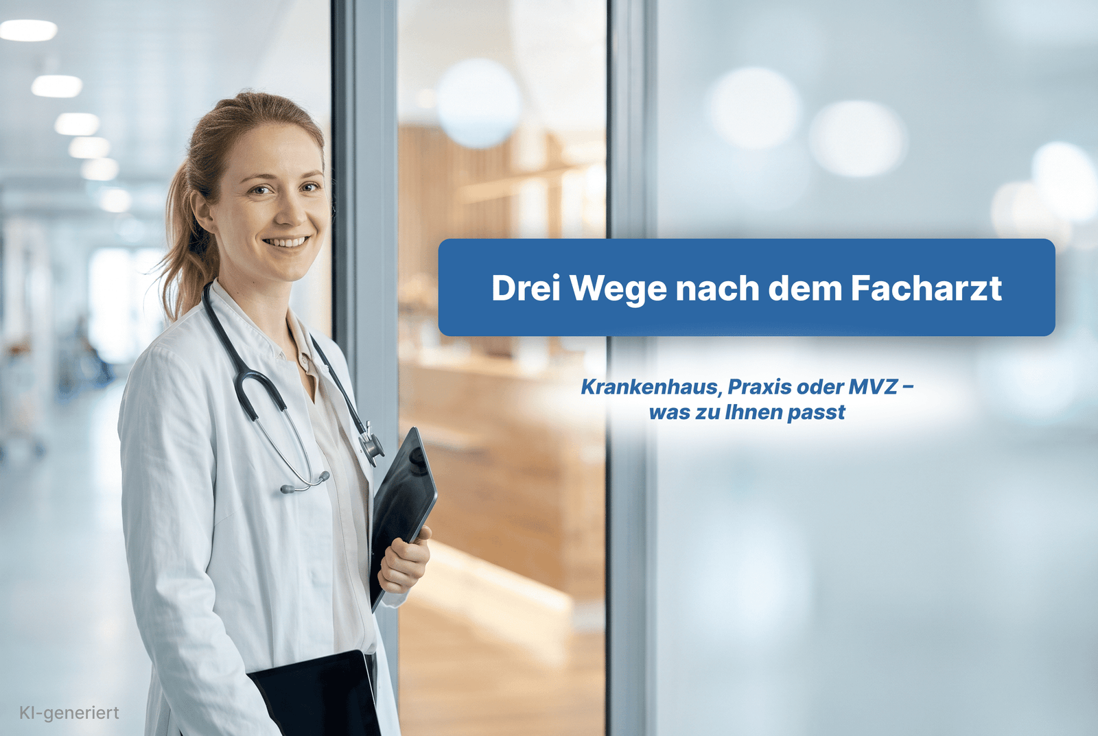 Fachärztin mit Tablet: Karriere nach dem Facharzt in Krankenhaus, Praxis oder MVZ
